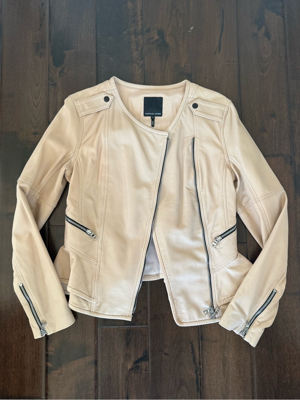 Marissa Webb Soft Cream Asymmetric Leather Jacket